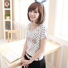 CatWorld - Ruched-Side Dotted Print Top