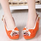 Smoothie - Bow-Accent Open-Toe Wedges