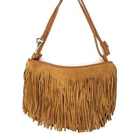 REDOPIN - Faux-Suede Fringed Shoulder Bag