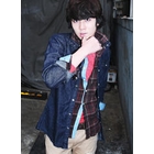 SLIM&FIT - High-Neck Snap-Button Denim Shirt