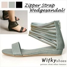 Wifky - Zip Accent Ankle Strap Sandals