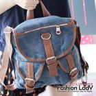 Fashion Lady - Faux-Leather Trim Buckled Backpack