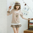 Tokyo Fashion - Set: Tab-Sleeve Striped T-Shirt + Tank Top