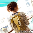 Fashion Lady - Faux-Leather Panel Canvas Backpack