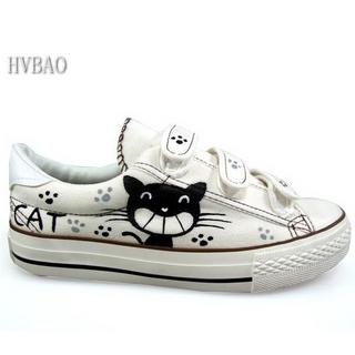 Laughing Cat Print Velcro Sneakers