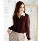 Tokyo Fashion - Contrast Collar Dotted Chiffon Blouse