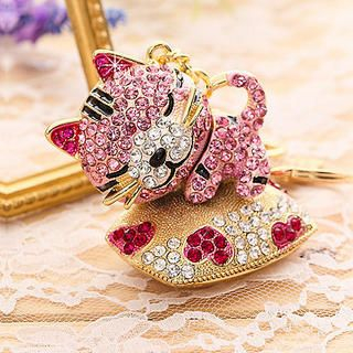 Rhinestone Cat Keychain