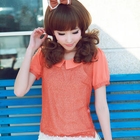 Princess Show - Lace-Hem Floral Chiffon Top