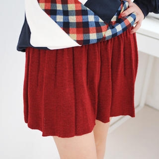 Pleated Knit Miniskirt