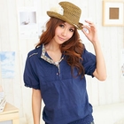 RingBear - Floral Print Trim Pleated Shirt
