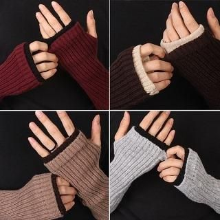 Contrast-Trim Rib-Knit Arm Warmers Contrast-Trim Rib-Knit Arm Warmers