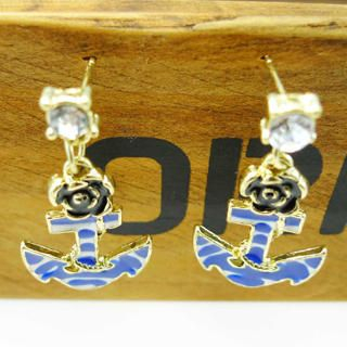 Anchor Roses Earrings -Blue Anchor Roses Earrings -Blue