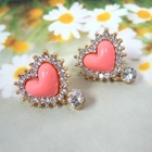 Angelove - Rhinestone Heart Earrings