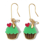 Sweet & Co. - Sweet&Co Mini Gold Green Cupcake Crystal Earrings