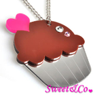 Sweet & Co. - Sweet&Co. XL Mirror Chocolate Cupcake Silver Necklace