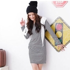 D.P-Shop - Long Sleeve Striped Dress with Hood