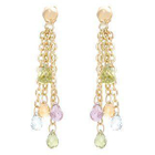 Keleo - 18K Yellow Gold Dangling Colorstones Earrings