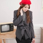 CatWorld - Oversized-Lapel Tie-Waist Jacket