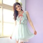 Tokyo Fashion - Ruffle-Bib Dotted Chiffon Dress