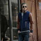 VINTAGE BROTHERS - Faux Leather Accent Zip Jacket