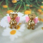 Angelove - Gold Bear with Red Wings Earrings