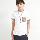 Free Shop - Short-Sleeve Leopard Print Pocket T-Shirt