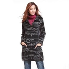 O.SA - Button-Front Patterned Hooded Knit Coat