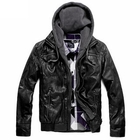 Justyle - Inset Hoodie Faux-Leather Jacket