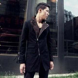 Corduroy-Collar Zip Parka