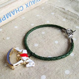Cute Cockhorse Green Leather Bracelet