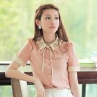 JK2 - Contrast Collar Frilled Blouse