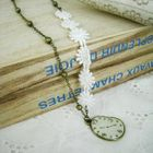 MyLittleThing - Sweet Lace Flower Clock Necklace(white)