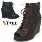 Marcella - Open-Toe Wedge Ankle-Boots