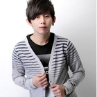 SeventyAge - Long-Sleeve Striped Cardigan