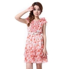 O.SA - Frill-Trim Ruffled Floral Chiffon Dress