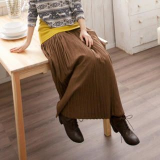 Faux-Suede Pleated Maxi Skirt