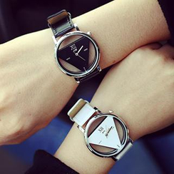 InShop Watches - Triangle Faux-Leather Strap Couple Watch InShop Watches - Triangle Faux-Leather Strap Couple Watch