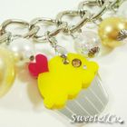 Sweet & Co. - Yellow Cupcake Swarovski Crystal Charm Silver Bracelet