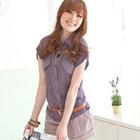 Tokyo Fashion - Short-Sleeve Flap-Detail Chiffon Blouse