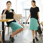 ANNINA - Set: Asymmetric-Hem T-Shirt + Midi Tank Dress