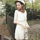 CatWorld - 3/4-Sleeve Printed Chiffon Dress