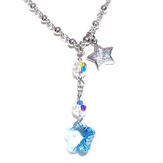 'Trio' Necklace with Light Blue Swarovski Crystal