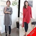 MOUL STYLE - Set: Boatneck Tunic Dress + Long Scarf + Leggings or Tights