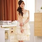 JK2 - Bow-Accent Layered Party Dress