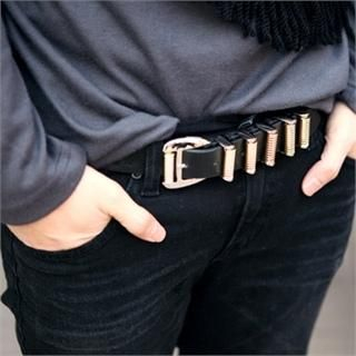 Faux-Leather Metallic Accent Belt