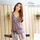 Tokyo Fashion - Pleated Sleeveless Chiffon Top