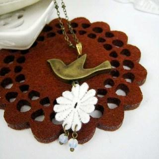 Copper Flying Piegon Lace Necklace Copper Flying Piegon Lace Necklace