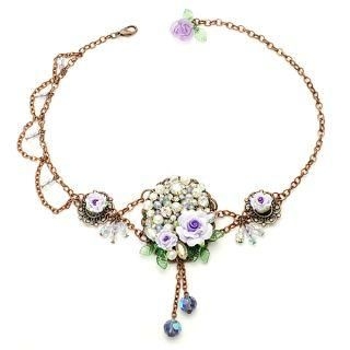 Unique romantic lilac rose choker