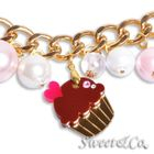Sweet & Co. - Mini Gold Chocolate Cupcake Swarovski Crystal Charm Bracelet