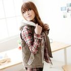 Tokyo Fashion - Badge-Accent Padded Hooded Vest